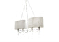 Mantra Lucca Linear Pendant 2 Arm 4 Light E27 Line, Polished Chrome with White Shades & Clear Crystal