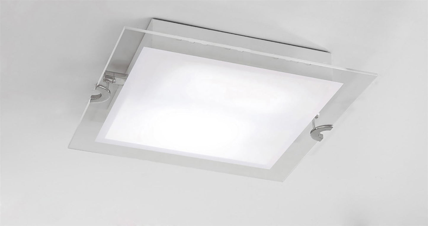 Mantra Fusion Melbourne Square Ceiling 15W LED 3000K, 1350lm, Polished Chrome/Frosted White Glass, 3yrs Warranty Ceiling