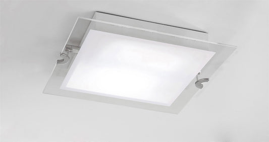 Mantra Fusion Melbourne Square Ceiling 15W LED 3000K, 1350lm, Polished Chrome/Frosted White Glass, 3yrs Warranty Ceiling