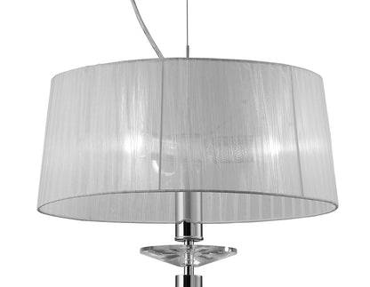 Mantra M3858 Tiffany Pendant 3+1 Light E27+G9, Polished Chrome with White Shade & Clear Crystal
