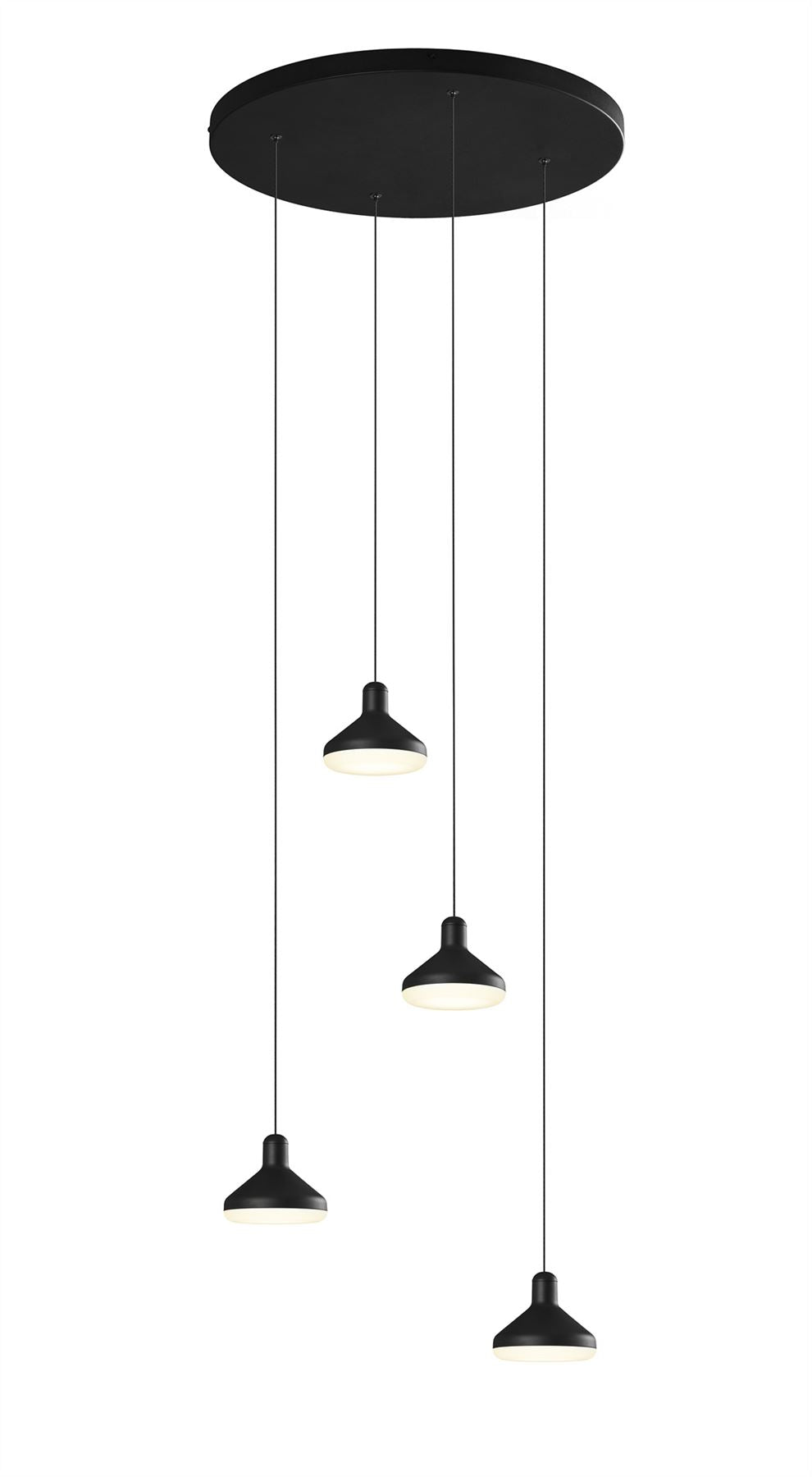 Mantra Fusion Sirio 45cm 4 Light Round Pendant, 32W LED, 3000K, 2360lm, Black, 3yrs Warranty
