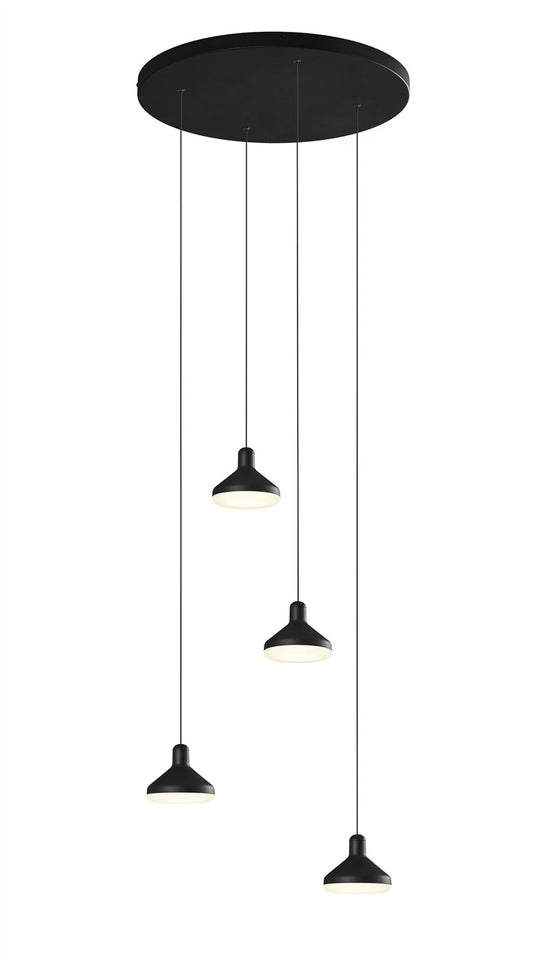 Mantra Fusion Sirio 45cm 4 Light Round Pendant, 32W LED, 3000K, 2360lm, Black, 3yrs Warranty