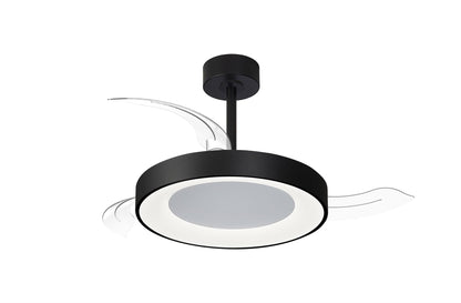 Niseko Fan S 40cm 45W LED Dimmable Ceiling Light With Built-In 25W DC Fan, 2700-5000K Remote Control, 5000lm, Black, 5yrs Warranty