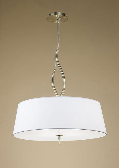 Mantra Ninette 60cm Pendant 4 Light E27, Antique Brass with Ivory White Shades