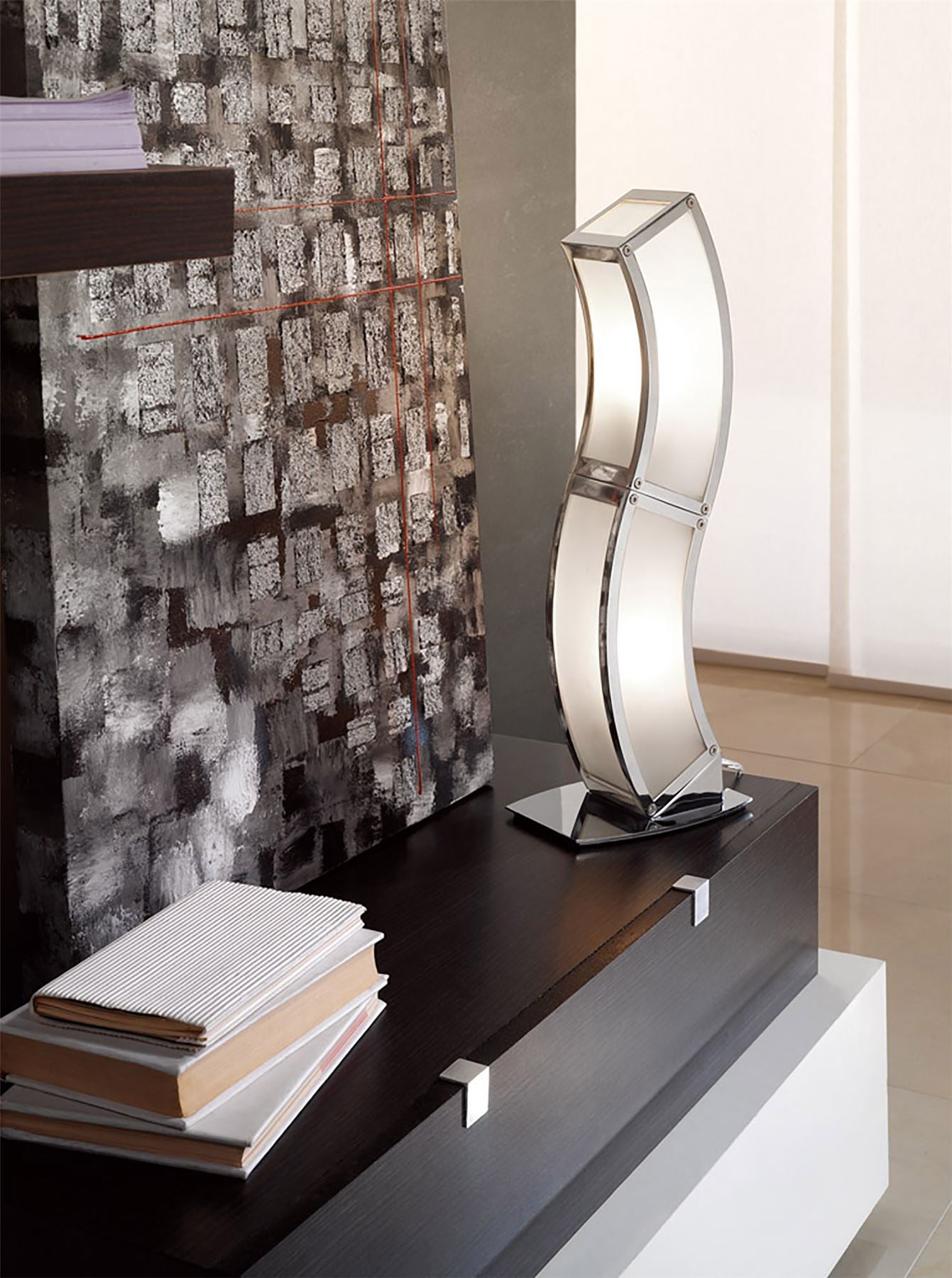 Mantra Duna GU10 Table Lamp 2 Light L1/SGU10, Polished Chrome/White Acrylic, CFL Lamps INCLUDED