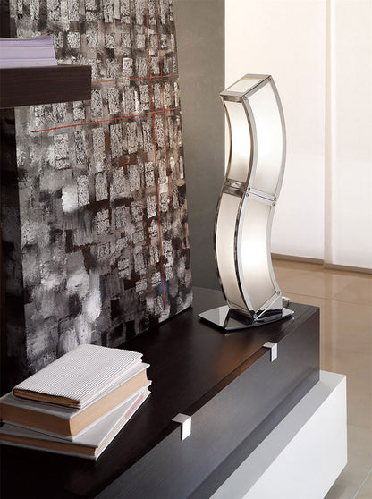 Mantra Duna GU10 Table Lamp 2 Light L1/SGU10, Polished Chrome/White Acrylic, CFL Lamps INCLUDED