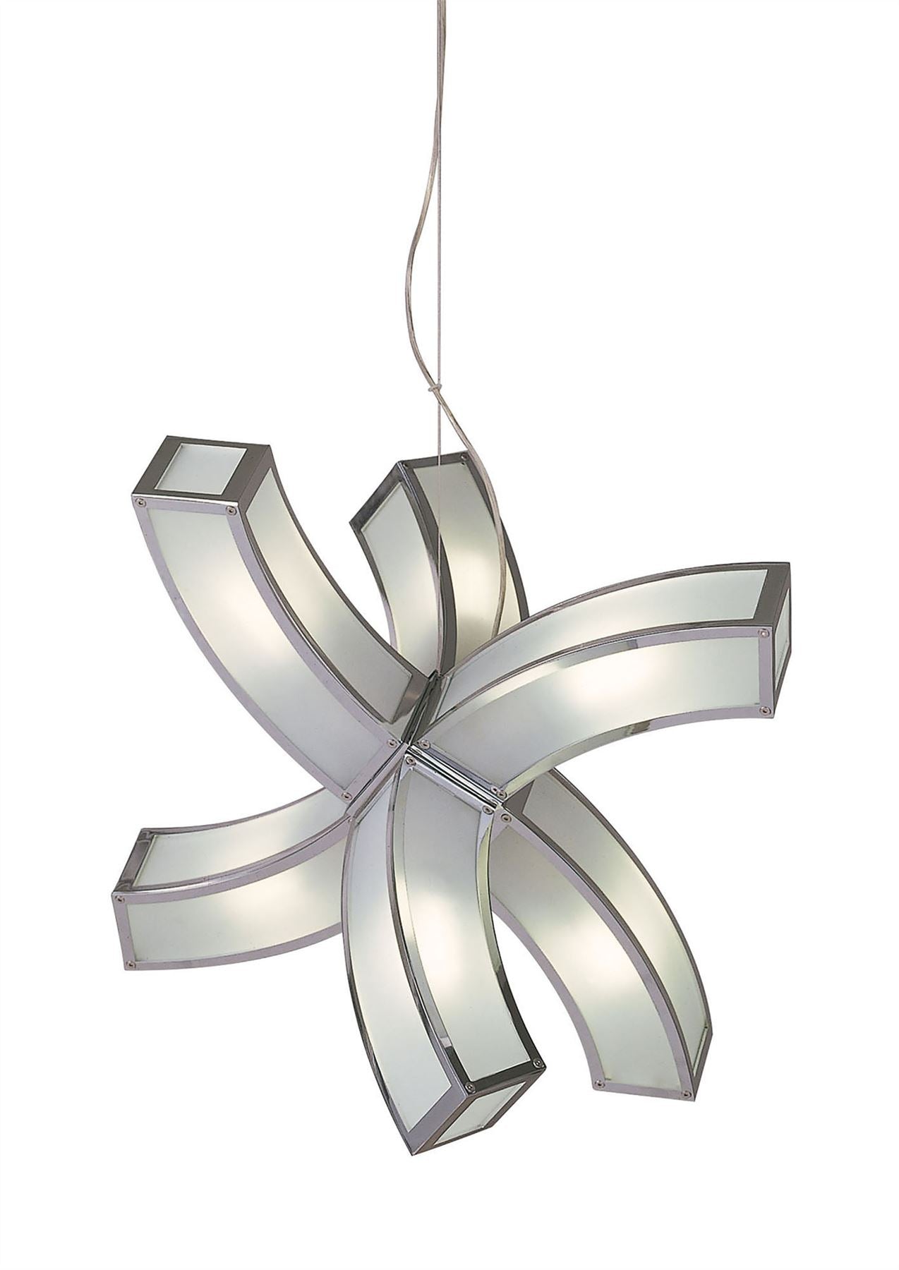 Mantra Duna GU10 66cm Pendant 6 arms 6 Light L1/SGU10, Polished Chrome/White Acrylic, CFL Lamps INCLUDED