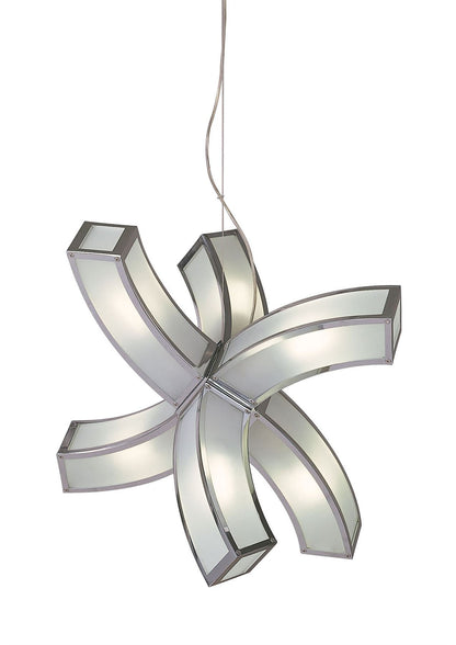 Mantra Duna GU10 66cm Pendant 6 arms 6 Light L1/SGU10, Polished Chrome/White Acrylic, CFL Lamps INCLUDED