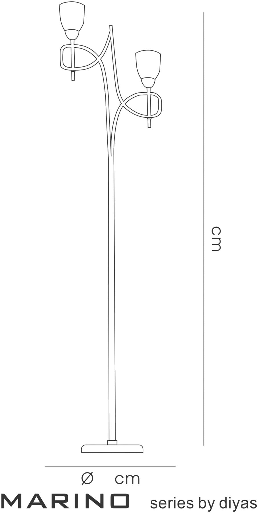 Diyas San Marino Floor Lamp with In-Line Dimmer 2 Light E14 Tex/Pewter/Opal Glass, NOT LED/CFL Compatible