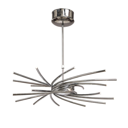 Mantra Aire 66cm Telescopic Pendant 20 Light G4 Curved Arms, Polished Chrome, NOT LED/CFL Compatible