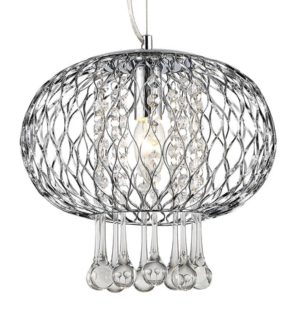 Diyas Chelsie 28cm Medium  1 Light E14 Polished Chrome/Clear Beaded Glass Ceiling Pendant Light Fitting