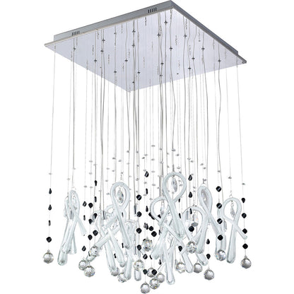 Diyas Class  Square 20 Light G4 Polished Chrome/White Glass/Crystal, NOT LED/CFL Compatible Ceiling Pendant Light Fitting