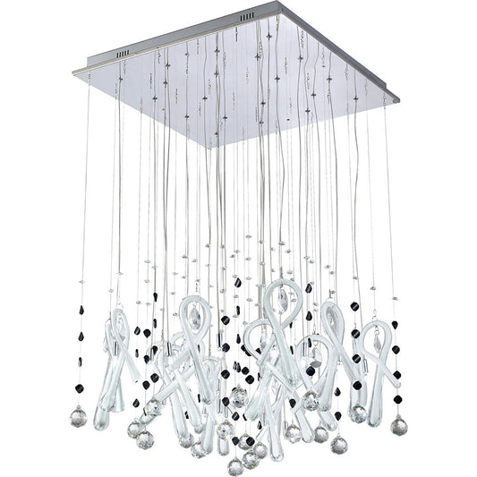 Diyas Class  Square 20 Light G4 Polished Chrome/White Glass/Crystal, NOT LED/CFL Compatible Ceiling Pendant Light Fitting