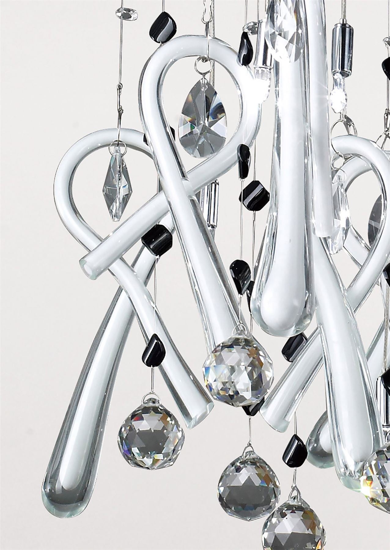 Diyas Class  Square 10 Light G4 Polished Chrome/White Glass/Crystal, NOT LED/CFL Compatible Ceiling Pendant Light Fitting