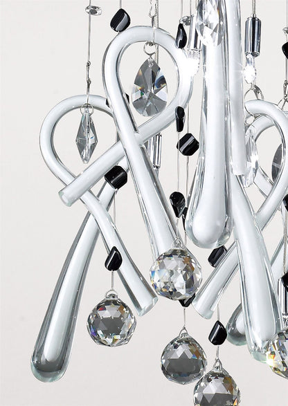 Diyas Class  Square 10 Light G4 Polished Chrome/White Glass/Crystal, NOT LED/CFL Compatible Ceiling Pendant Light Fitting
