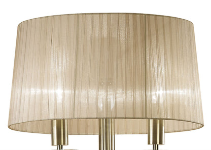 Mantra M3889 Tiffany Floor Lamp 3+3 Light E27+G9, Antique Brass with Soft Bronze Shade & Clear Crystal