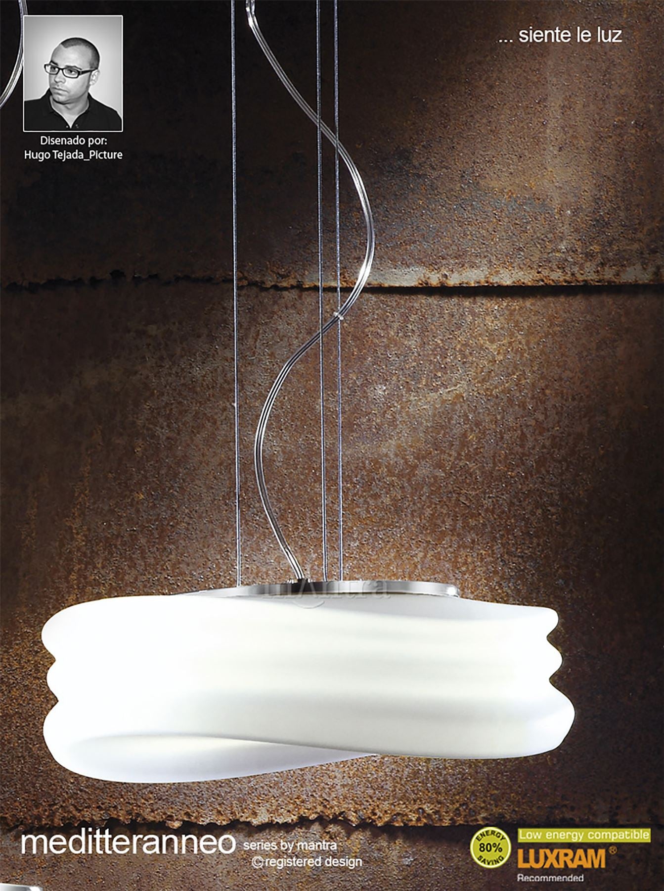 Mantra M3621 Mediterraneo Pendant 2 Light E27 Medium, Polished Chrome/Frosted White Glass