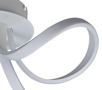 Mantra Knot Led Blanco Knot Blanco Ceiling 48cm Round 3 Looped Arms 36W LED 4000K, 2520lm, White/Frosted Acrylic, 3yrs Warranty Ceiling