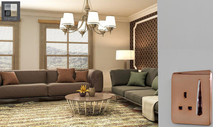 Trendi 1 Gang Artistic Modern Glossy 13 Amp Switched Tactile Plug Socket Copper