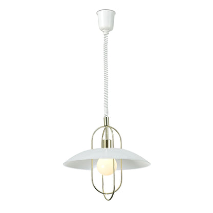 Deco Riva Rise & Fall Pendant 1 Light E27, Polished Brass/Opal White Glass Shade