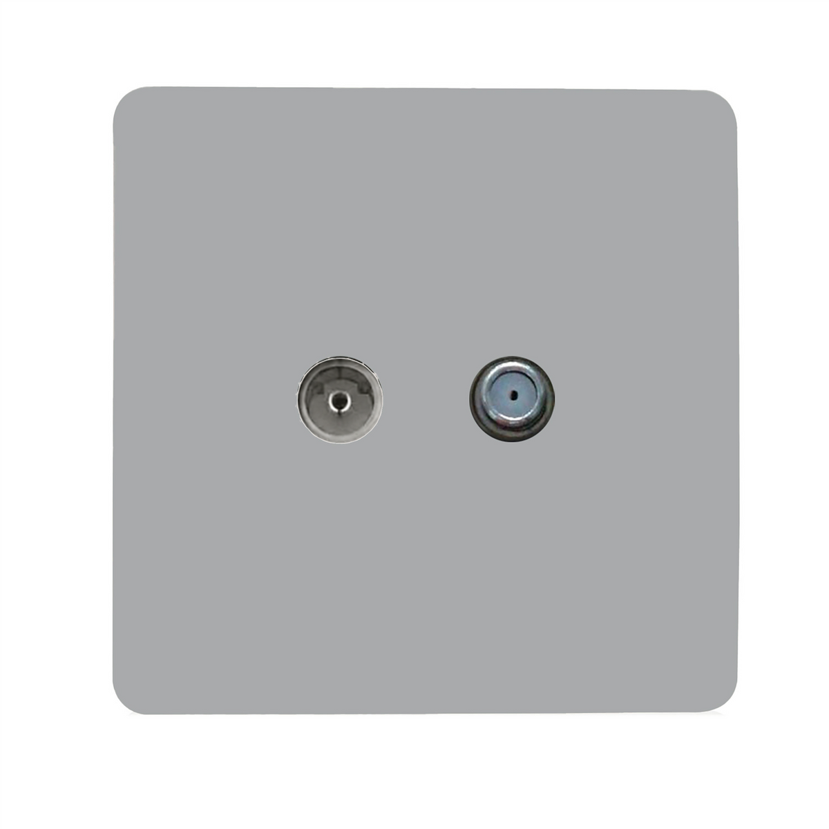 Trendi Switch Platinum Silver TV Coaxial & F-Type Satellite Socket - Screwless