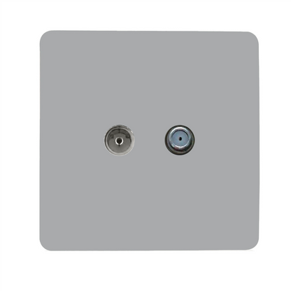Trendi Switch Platinum Silver TV Coaxial & F-Type Satellite Socket - Screwless