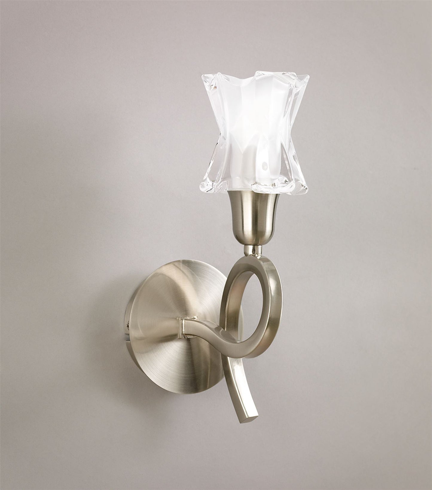 Mantra Alaska GU10 Wall Light Switched 1 Light L1/SGU10, Satin Nickel, CFL Lamps INCLUDED