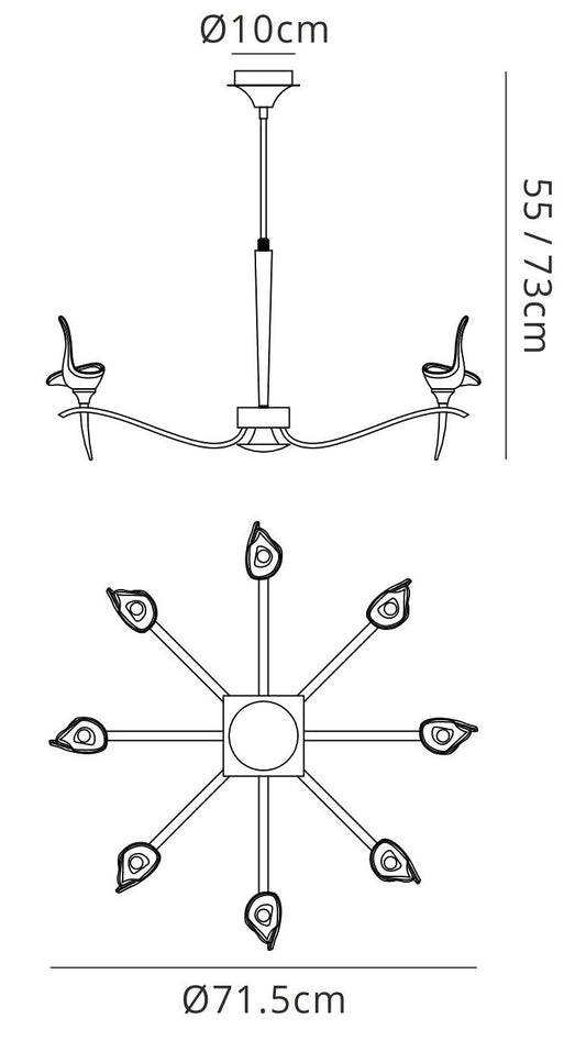 Mantra Viena 71.5cm Telescopic Pendant Round 8 Light G9, Antique Brass