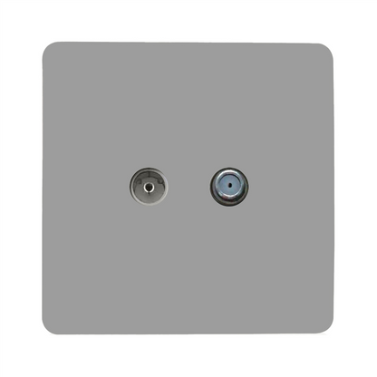Trendi Switch Light Grey TV Coaxial & F-Type Satellite Socket - Screwless