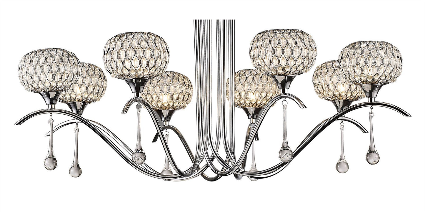Diyas Chelsie 78cm  8 Light G9 Polished Chrome/Clear Beaded Glass Ceiling Pendant Light Fitting
