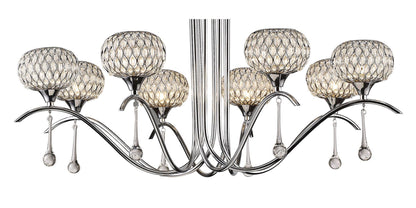 Diyas Chelsie 78cm  8 Light G9 Polished Chrome/Clear Beaded Glass Ceiling Pendant Light Fitting