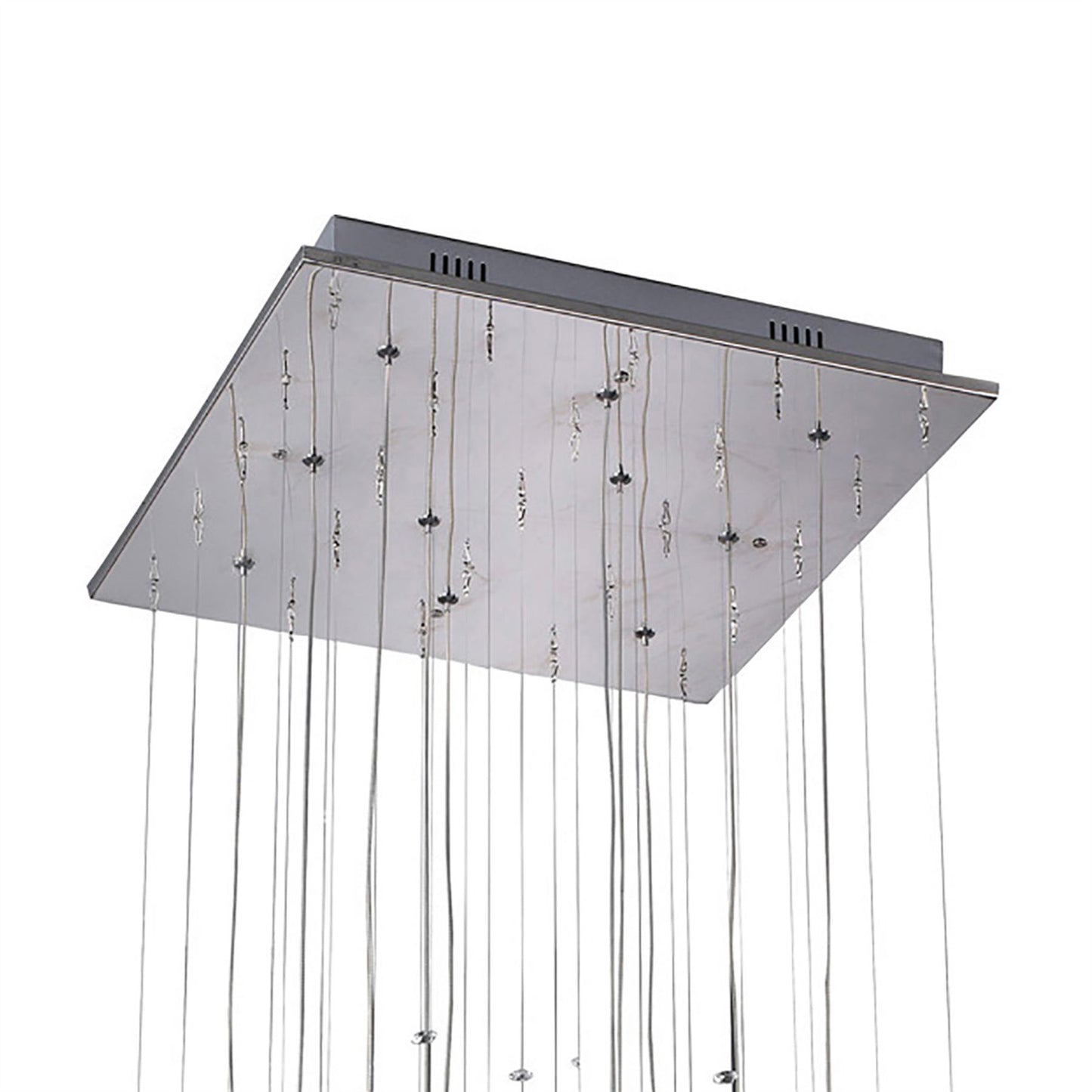 Diyas Class  Square 10 Light G4 Polished Chrome/White Glass/Crystal, NOT LED/CFL Compatible Ceiling Pendant Light Fitting