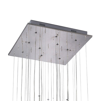 Diyas Class  Square 10 Light G4 Polished Chrome/White Glass/Crystal, NOT LED/CFL Compatible Ceiling Pendant Light Fitting