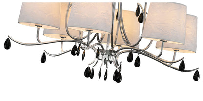 Mantra M6311 Andrea Pendant 88cm Round, 6+3 x E14 (Max 20W), Polished Chrome, White Shades, Black Crystal Droplets