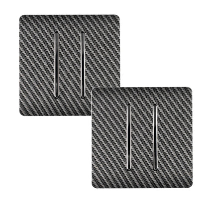 Trendi 2 Gang 2 Way 240V Screwless Artistic Modern Glossy 10 Amp Chrome Rocker Electrical Wall Light Switch in Carbon Fibre (2 pack)