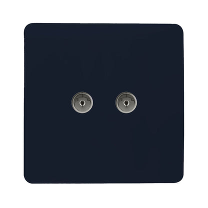 Trendi Artistic Modern Glossy Tactile 2 Gang TV Socket Navy