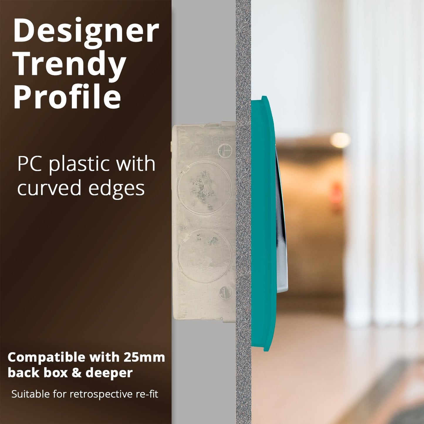 Trendi Artistic Modern Glossy  Home Automation Switch Bright Teal