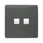 Trendi Artistic Modern Glossy Tactile 2 Gang Telephone Socket Charcoal
