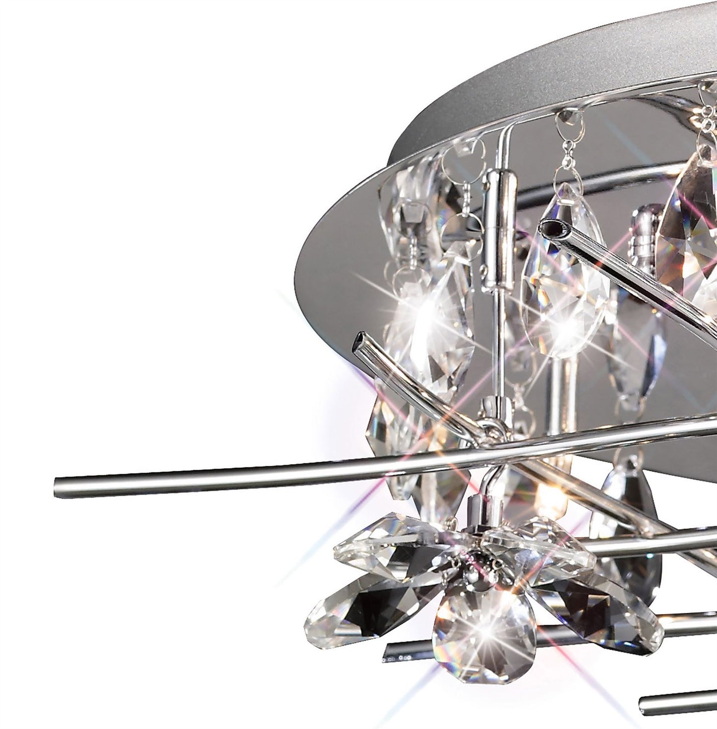 Diyas Aviance 58cm Flush  8 Light G4 Polished Chrome/Crystal, NOT LED/CFL Compatible Ceiling Light Fitting