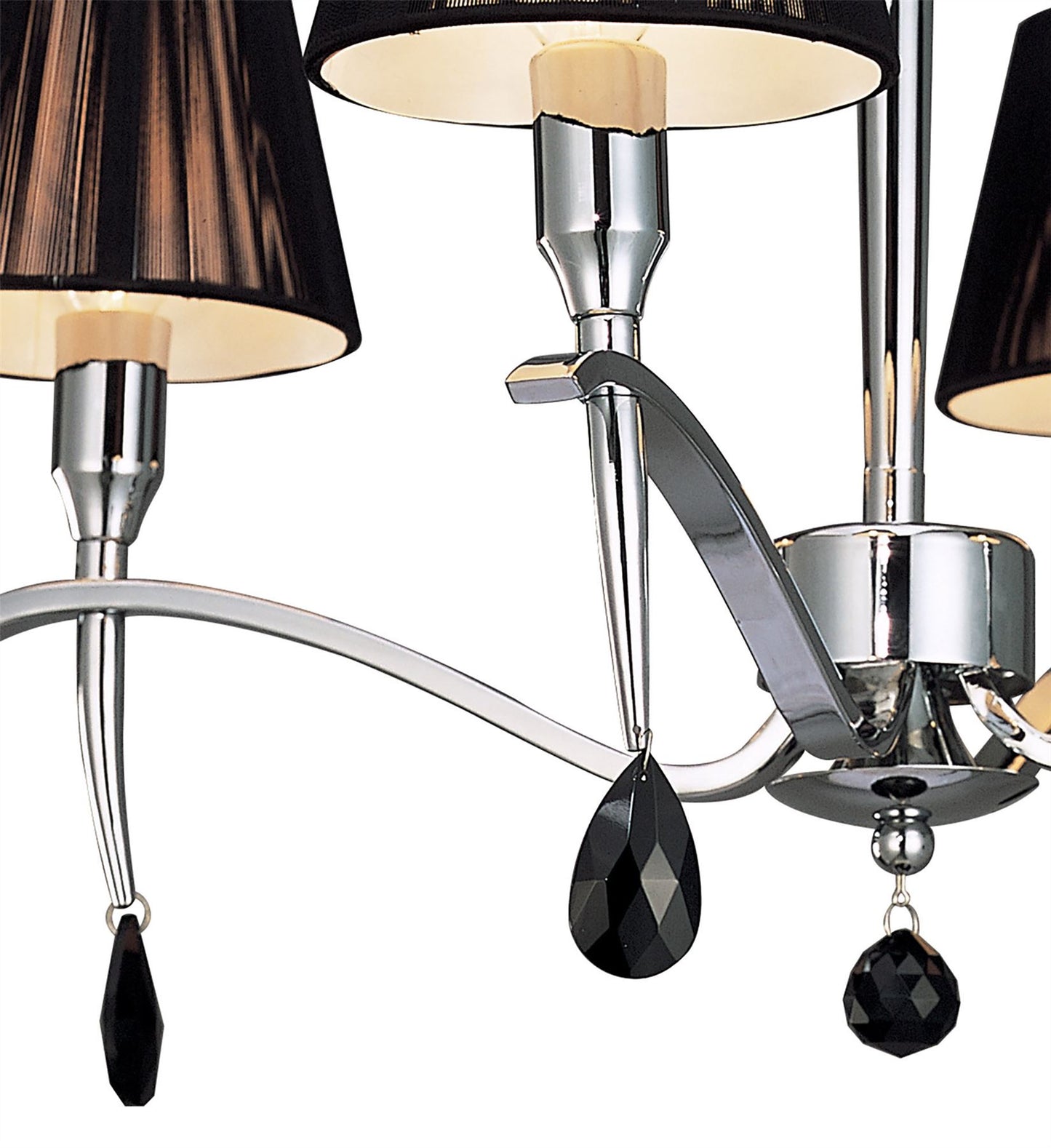 Mantra M0345 Siena Semi Ceiling Round 4 Light E14, Polished Chrome with Black Shades and Black Crystal