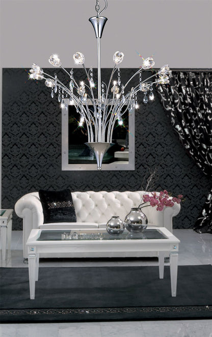 Diyas Bouquet 66cm  18 Light G4 Polished Chrome/Crystal, NOT LED/CFL Compatible Ceiling Pendant Light Fitting
