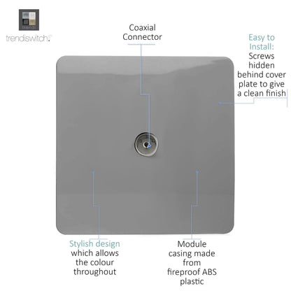 Trendi Artistic Modern Glossy Tactile TV Socket Light Grey