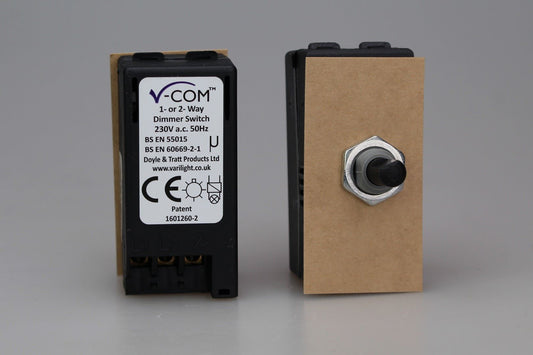 Varilight 2-Way V-Com Push On/Off Rotary LED Dimmer 0-100W (max 10 LEDs) in Module Matrix w/
