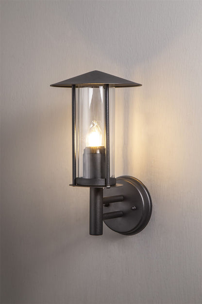 Deco Dalton Wall Light 1 Light E27 IP44 Exterior Black/Clear