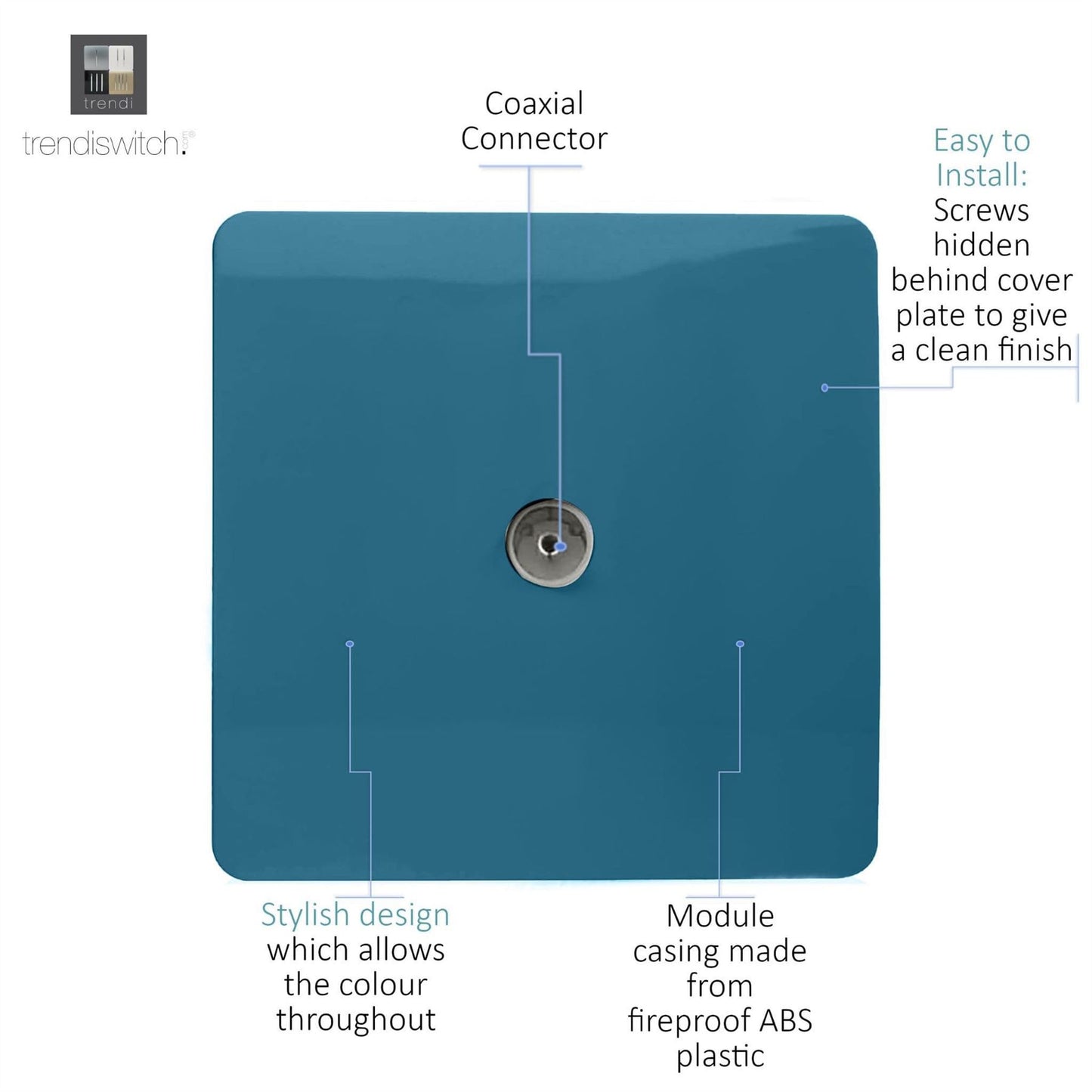 Trendi Artistic Modern Glossy Tactile TV Socket Ocean Blue