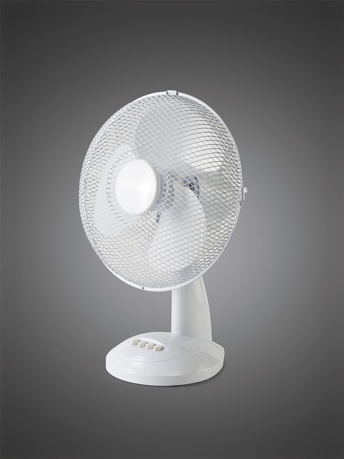 Airo 40W 12 Inch 3 Speed Oscillating Desk Fan in White