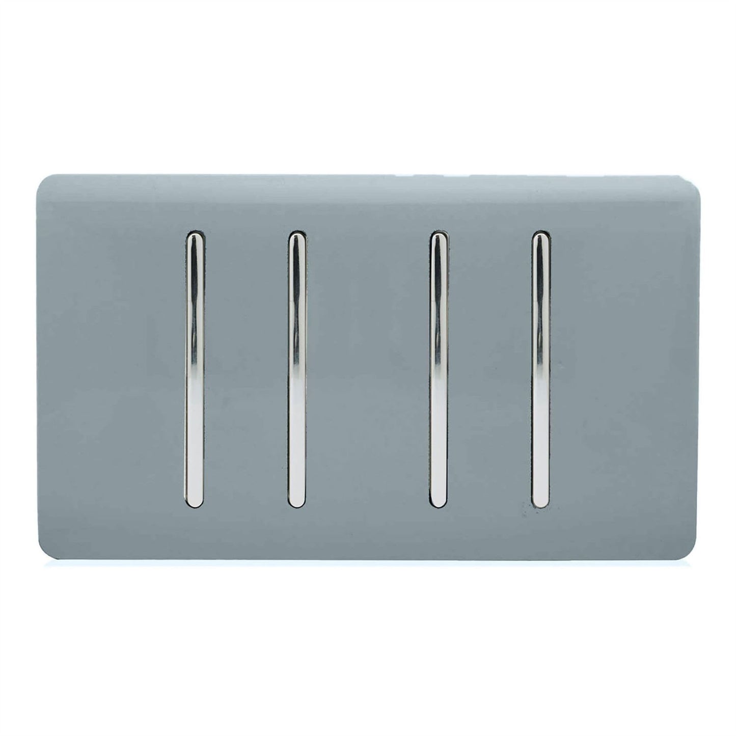 Trendi 4 Gang 3 Way Intermediate Artistic Modern Glossy 10 Amp Rocker Light Switch Cool Grey
