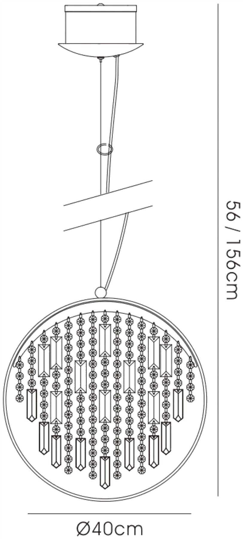 Diyas Geo  with Black Shade 9 Light G4 Polished Chrome/Crystal, NOT LED/CFL Compatible Ceiling Pendant Light Fitting