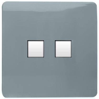 Trendi Artistic Modern Glossy Tactile Telephone Socket + Cat 5e&Cat 6 RJ45 PC Socket Cool Grey