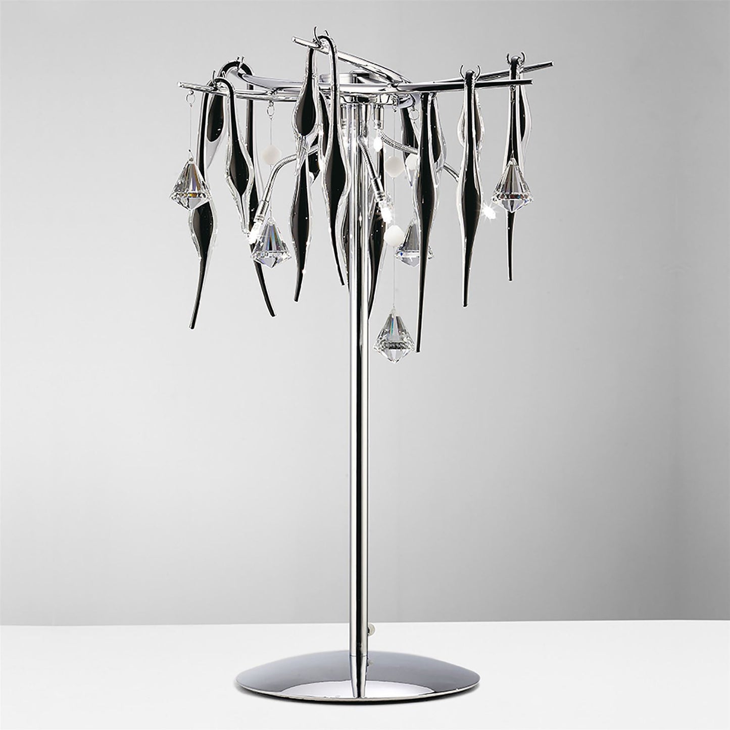 Diyas Cygnet Crystal Table Lamp 6 Light G4 Polished Chrome/Black Glass, NOT LED/CFL Compatible